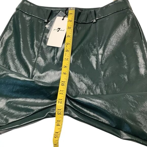 NWT 7 For All Mankind Womens Faux Leather Slim Boot Pant Size Medium Green - Picture 5 of 11